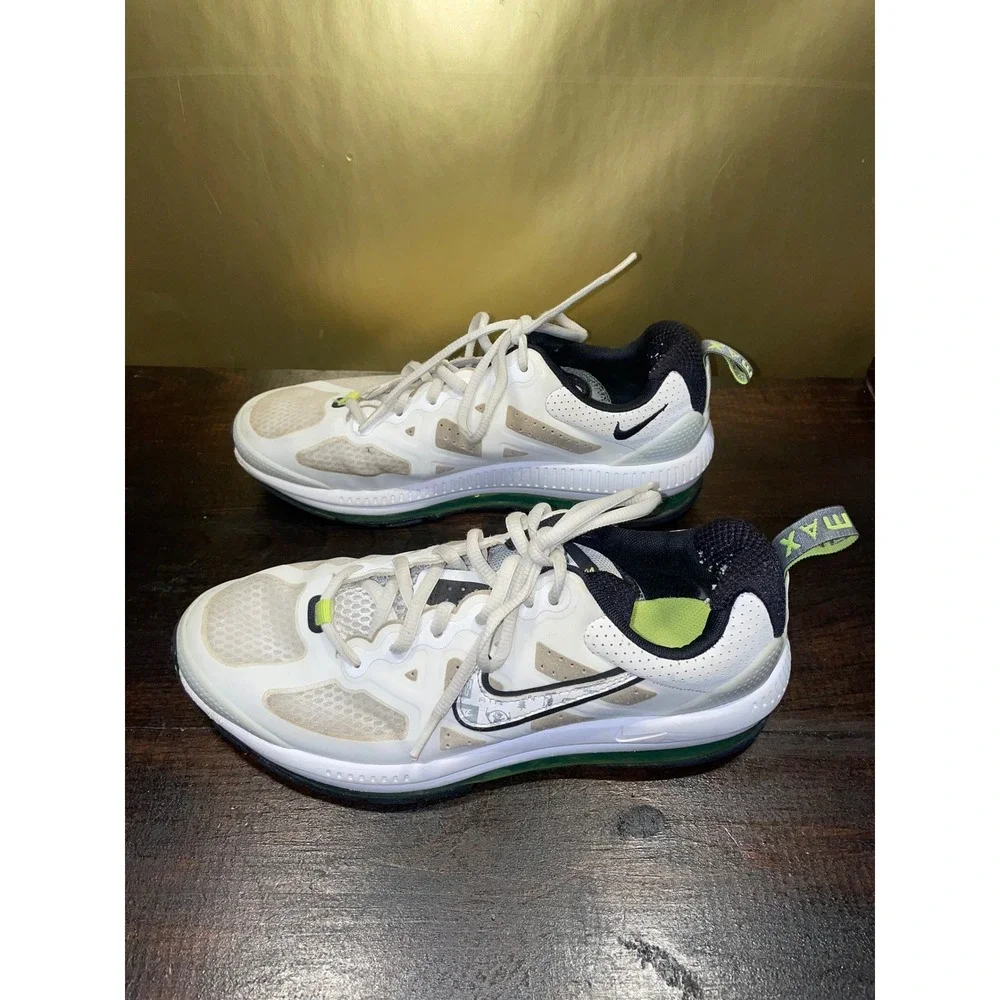 Nike Air Max Genome White Grey Volt Green Sneakers Running Shoes Sz‎ 7Y